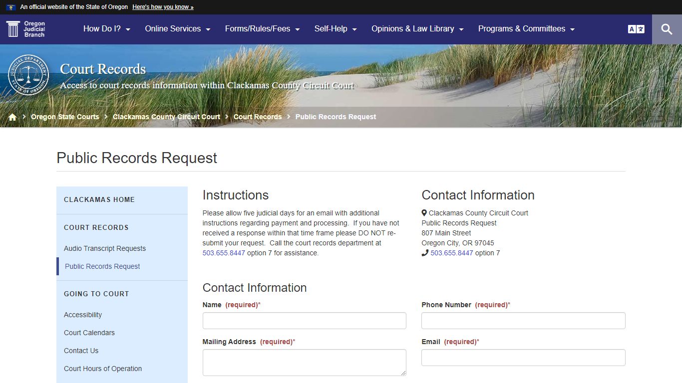 Oregon Judicial Department : Public Records Request ...